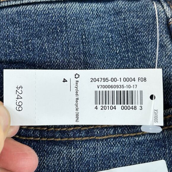 Old Navy Jean Shorts Womens 4 Dark Wash Denim Boyfriend Cuffed Cotton Poly New - Picture 6 of 8